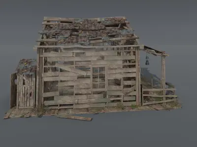 Old demage cabin  Low-poly 3D model