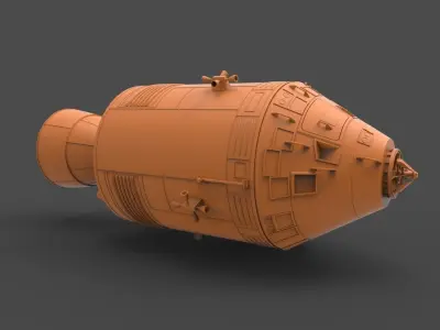 APOLLO orange spaceship 3D print model