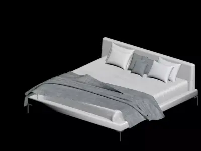 Luxury Wooden Bed 3D model Low-poly 3D model