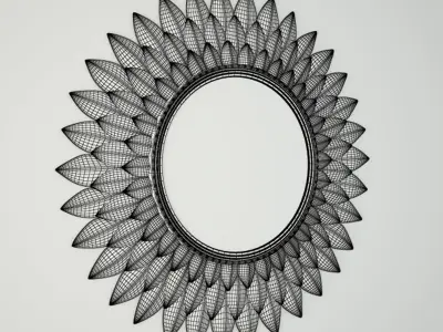 Round Carved Lotus Mirror 3D model