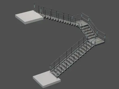 Scifi Modular Stairs Low-poly 3D model