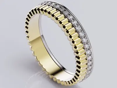 Quatre radiant edition wedding band style 3D print model