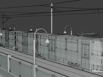 Bridge with KT8D5 tram 3D model