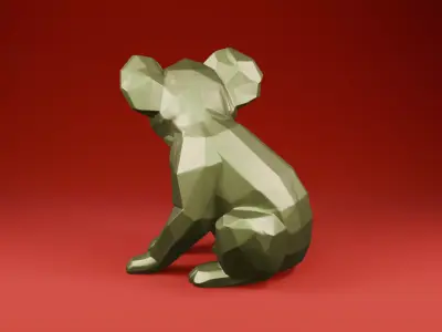 Low Poly Koala Geometric Animal Sculpture STL 3D print model
