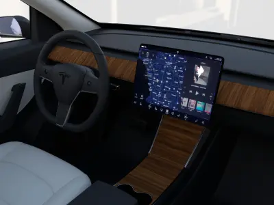 Tesla Model Y AWD Midnight Silver with interior and chassis 3D model