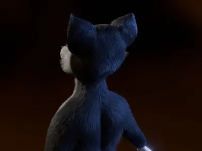 Thomas Anthro Husky Low-poly 3D model