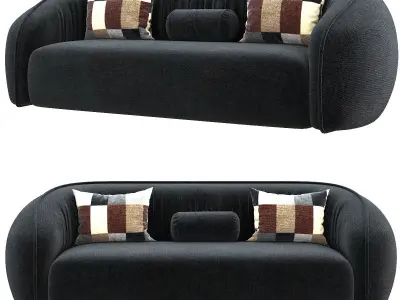 Louna Plush Sofa 3d model Low-poly 3D model