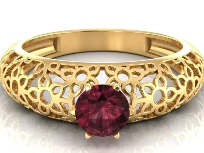 Diamond Solitaire Ring Woman for Ladies-DSR 2 3D print model