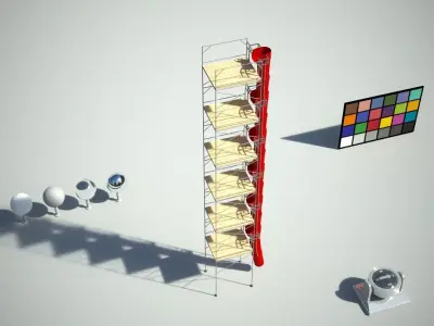 Construction rubbish chute and scaffolding Low-poly 3D model