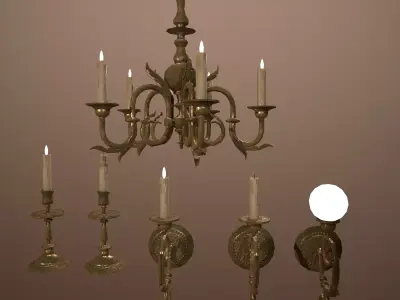 3D model Antique Lighting -PBR Game Ready Low-poly 3D model