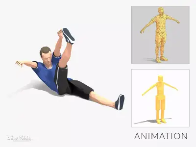 Toe Touch  Exercise Man Animation Low-poly 3D model
