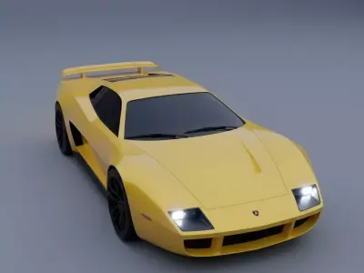 Inspired Yellow Sports Car 3D model