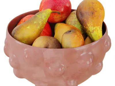 Conference Pears and Apples in a Round Decorative Vase 3D model
