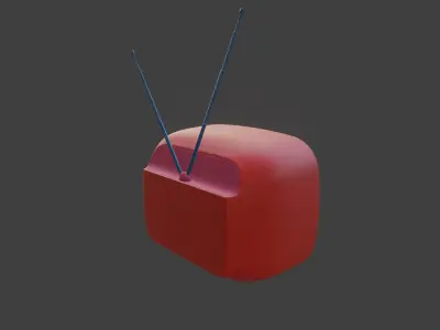 Retro TV receiver television cartoon production subdiv ready 3D model