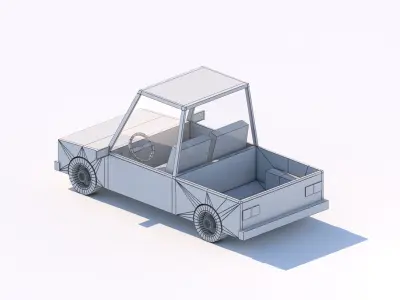 Cartoon Low Poly Car Pickup Low-poly 3D model