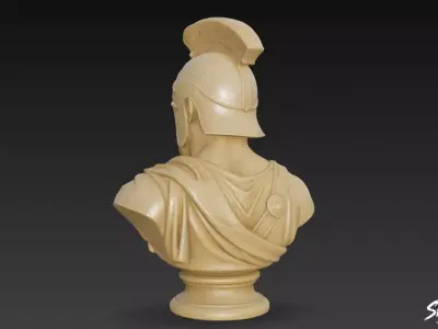 Greek God Ares Bust Low-poly 3D model