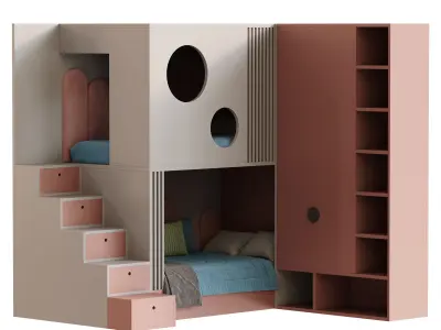 Childrens bunk bed 29 3D model