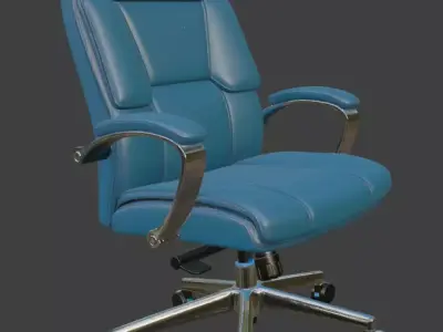 Modern Blue Leather Executive Office Chair High Detail 3D Model 3D model
