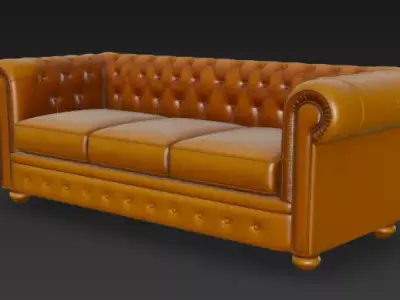 Classic Chesterfield Sofa 3D Model 3D model