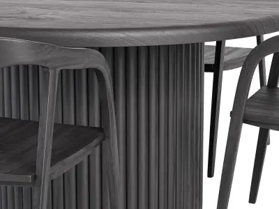 Luxury Black table chair wooden 3D model