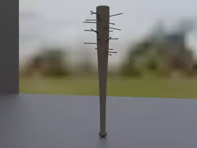 3D MODEL BITS LOW POLY wooden stick with nails Low-poly 3D model