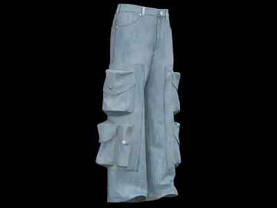 Male cargo denim jean 3D model
