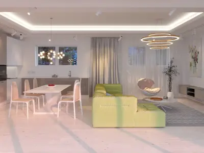 contemporary studio living room interior 3D model