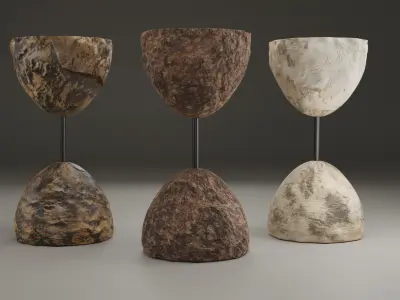 Designer stone bar stool Low-poly 3D model