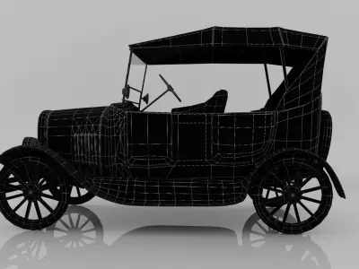 1923 classic car Touring Low-poly 3D model