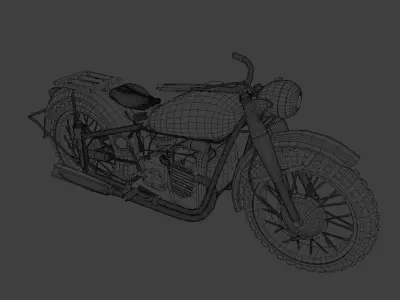 Low poly old Russian motorcycle  Low-poly 3D model