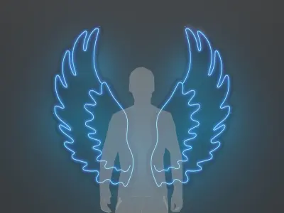 Angel Wings 2 - Neon Sign 3D model