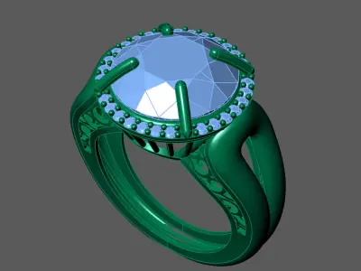 Womens Rings With Stone Ring Ready STL 3DM Models Rings women 3D print model 34
