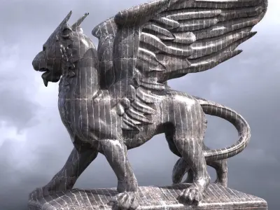 Flying Lion Baroque Statue 2 3D model