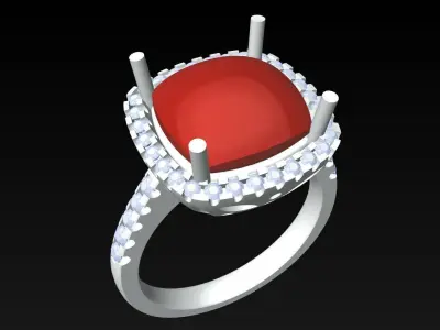 Square Stone Rings - Womens Rings - N417312 3D print model