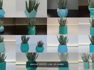 plant pot colection 1-50  3D Model Collection