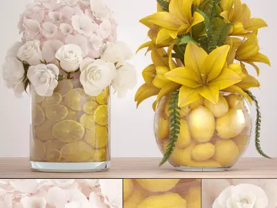 Decorative bouquet of flowers 3D model