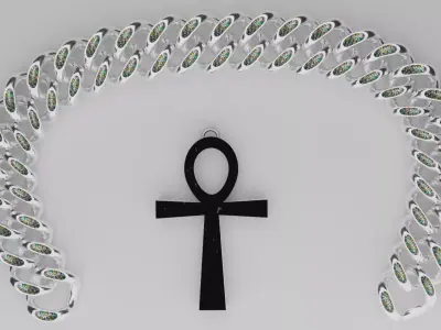 3D Model Luxury chain with key of life medal Low-poly 3D model