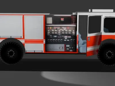 fire truck Low-poly 3D model