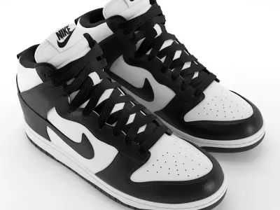 Nike Dunk High Black PBR Low-poly 3D model