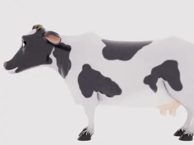 Cow 3D Model cartoon looking at camera 3D model