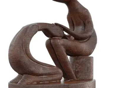 Wooden Statue 01  Abstract Wooden Sculpture Low-poly 3D model