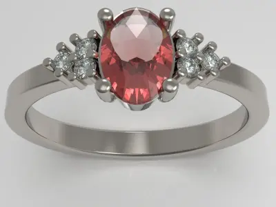 Engagement ring with gems  3D print model