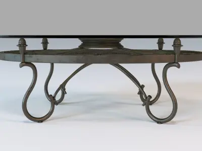 Oval Glass Top Coffee Table 3D model