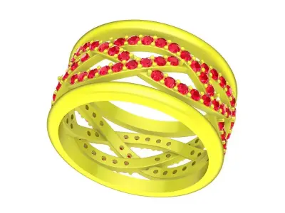 Luxury Interlaced Gemstone Band Ring for Women 5185 3D print model