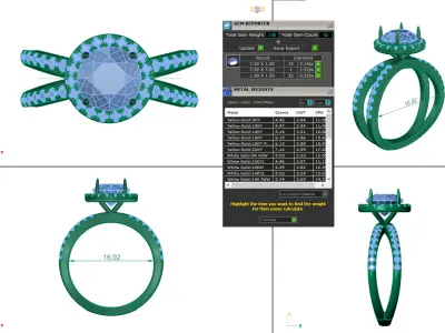 Round Diamond Halo setting eternity ring for women 3D print model