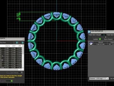 U Shaped Eternity Ring 3 point 4 mm stone size swiss 11 and EU51 3D print model