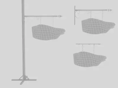 old wooden cafe sign 02 Low-poly 3D model