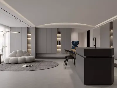 Modern living room dining room interior scenes 488 3D model