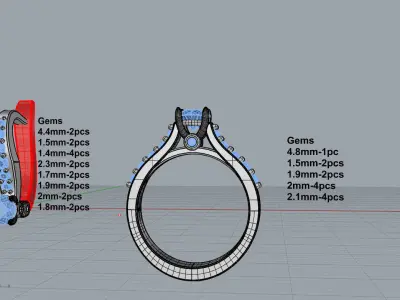 ring and earings set  with briliant  3D print model