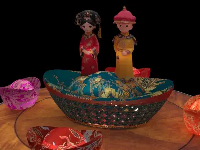 Chinese wedding couple figure  3D model